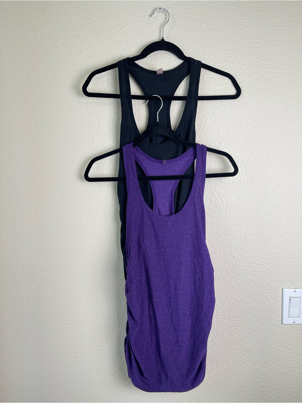 Beyond The Bump Beyond Yoga Tank Top Lot of 2 Size Medium Black Purple Pilates